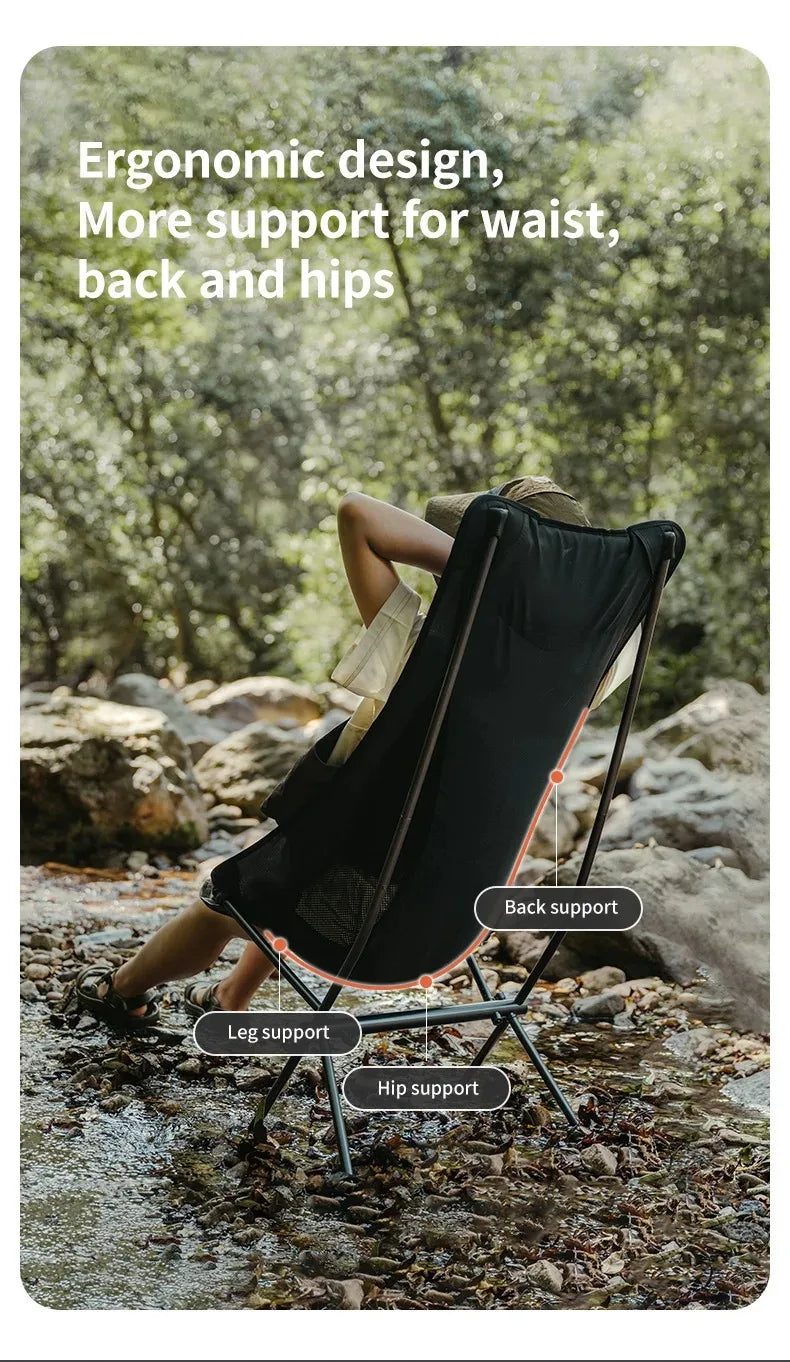 Naturehike Ultralight Folding Chair L04 150kg Load Capacity for Fishing Picnic Outdoor Hiking Moon Chair Portable Relax Chair
