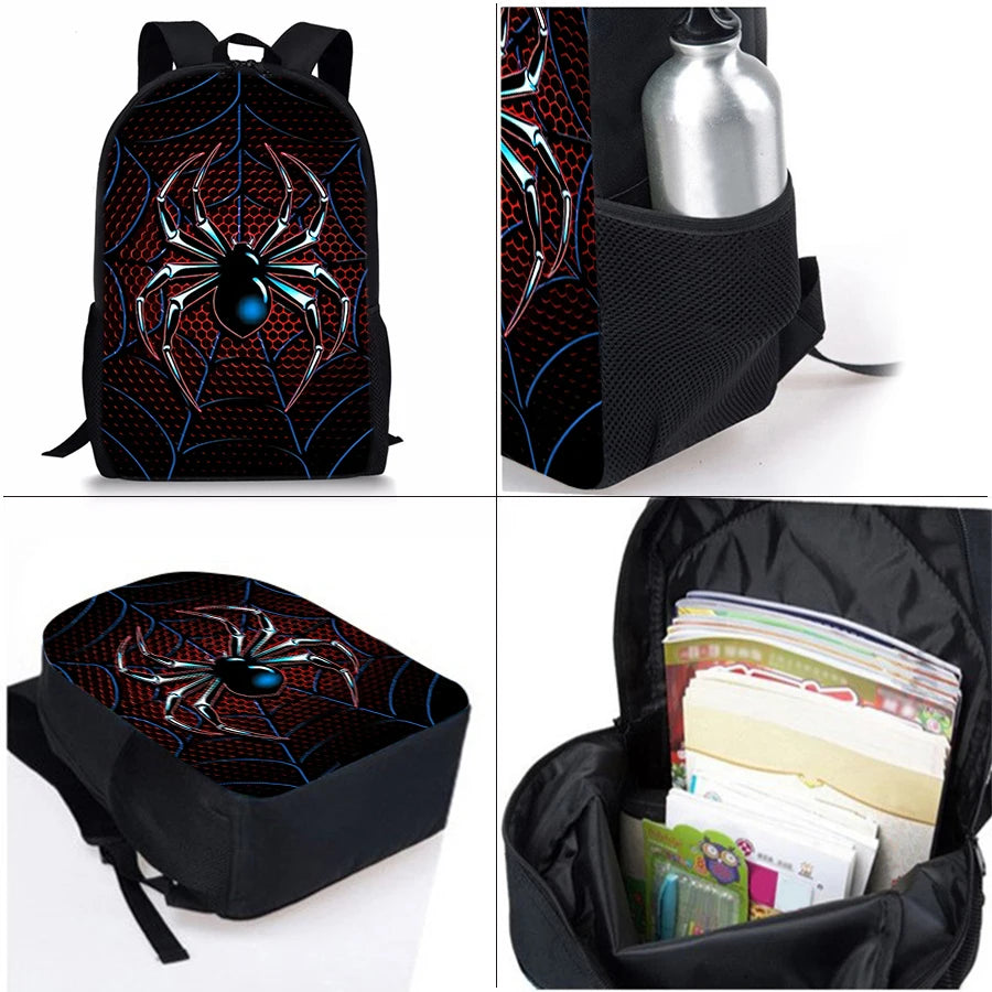 Spider Pattern Three Piece Set Backpacks For Boy And Girls Best Gifts 3D Cartoon School Backpack For Children