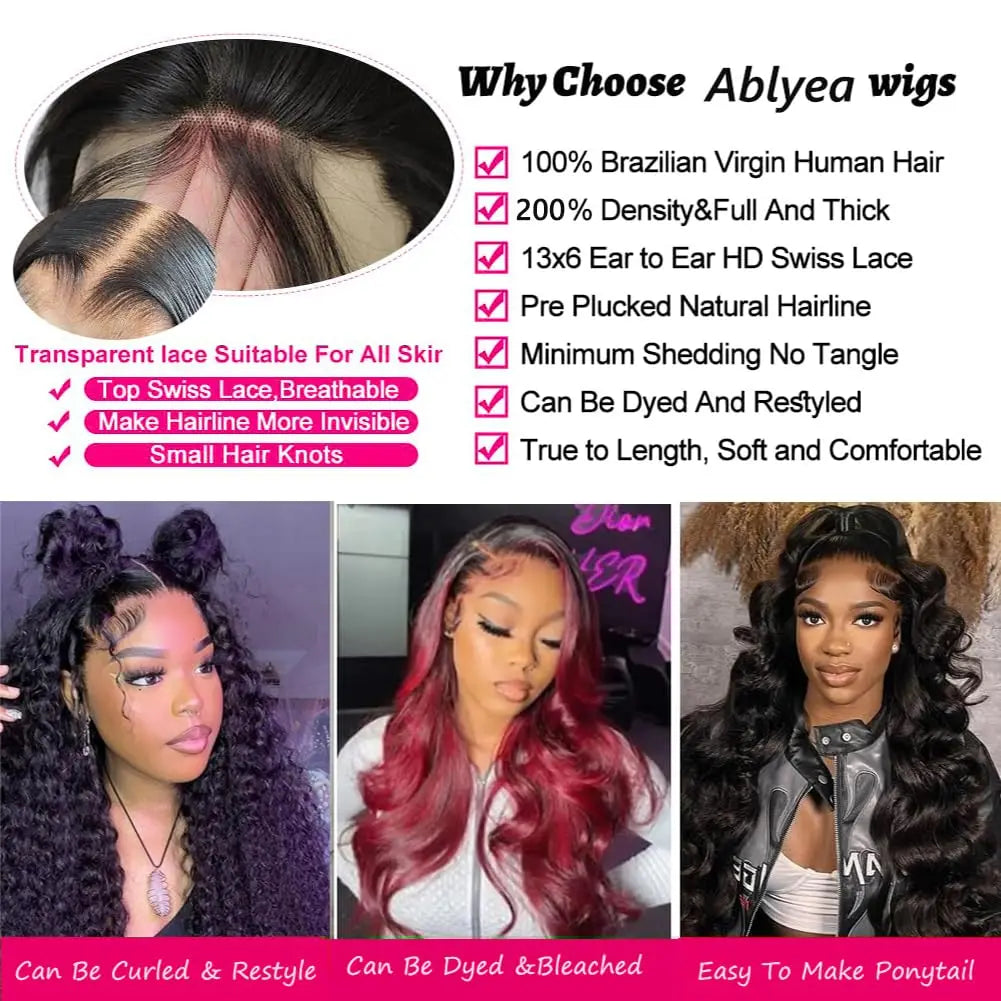 36in 5x5 HD Lace Closure Wigs 250% Body Wave Wigs Human Hair Remy Brazilian 13x6 Transparent Lace Frontal Wig Hair 100%