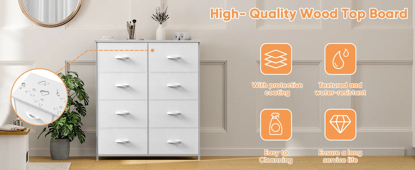 JHK Kids Wardrobe Dresser With 8 Drawers Steel Frame
