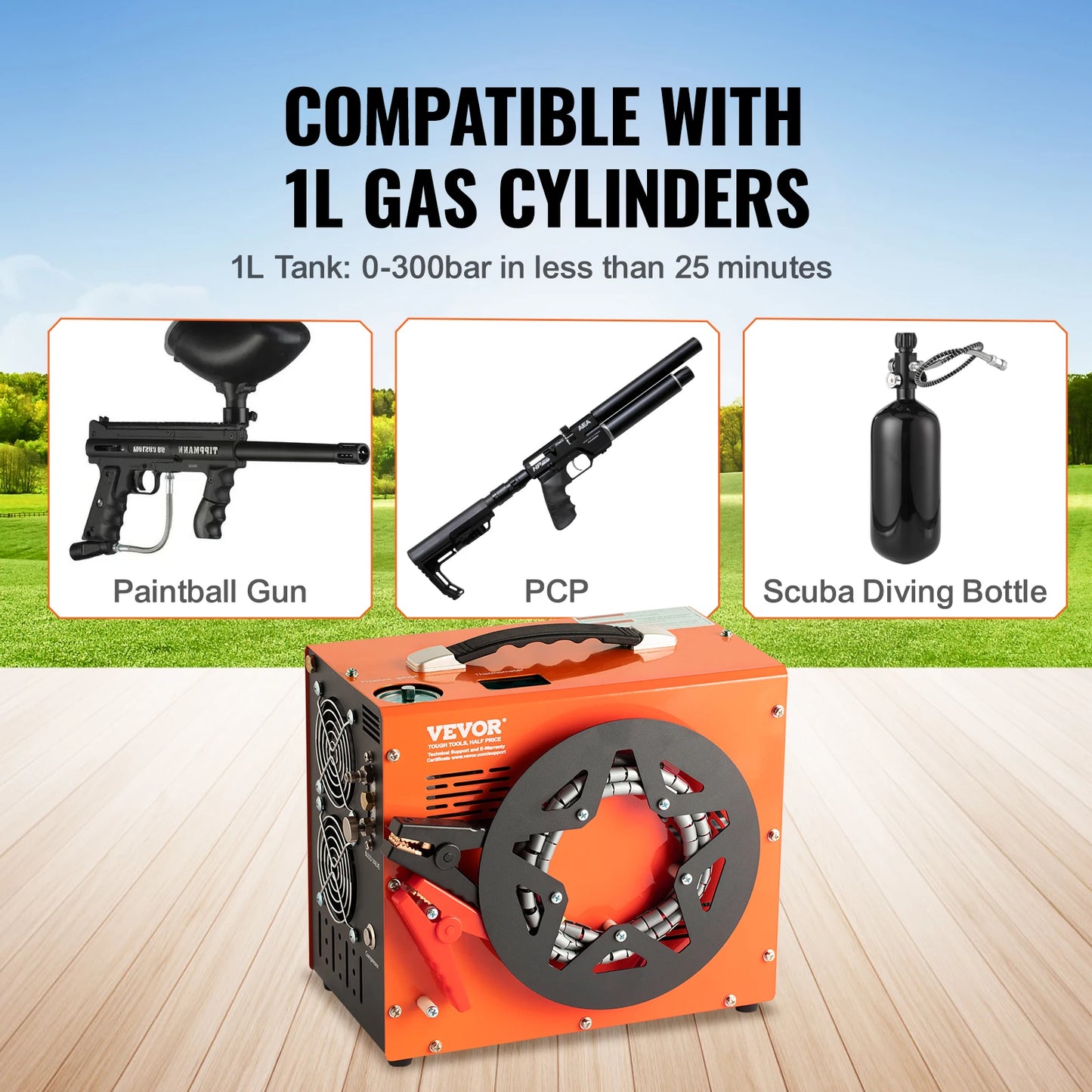 SucceBuy PCP Air Compressor, 4500PSI/30Mpa Portable PCP Airgun Compressor with Built-in Power Converter