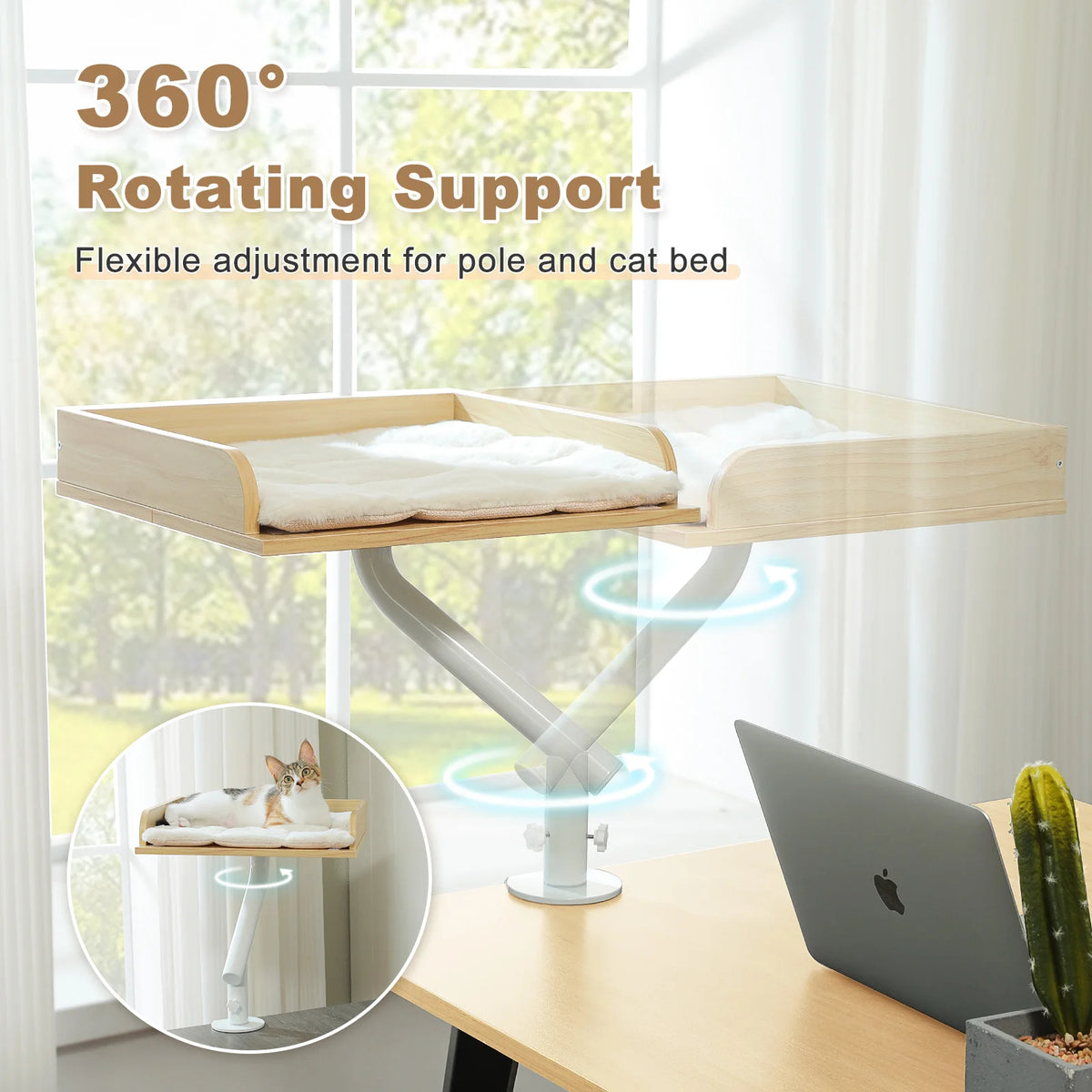 PAWZ Road Adjustable Cat Desk Bed With Plush Hammock