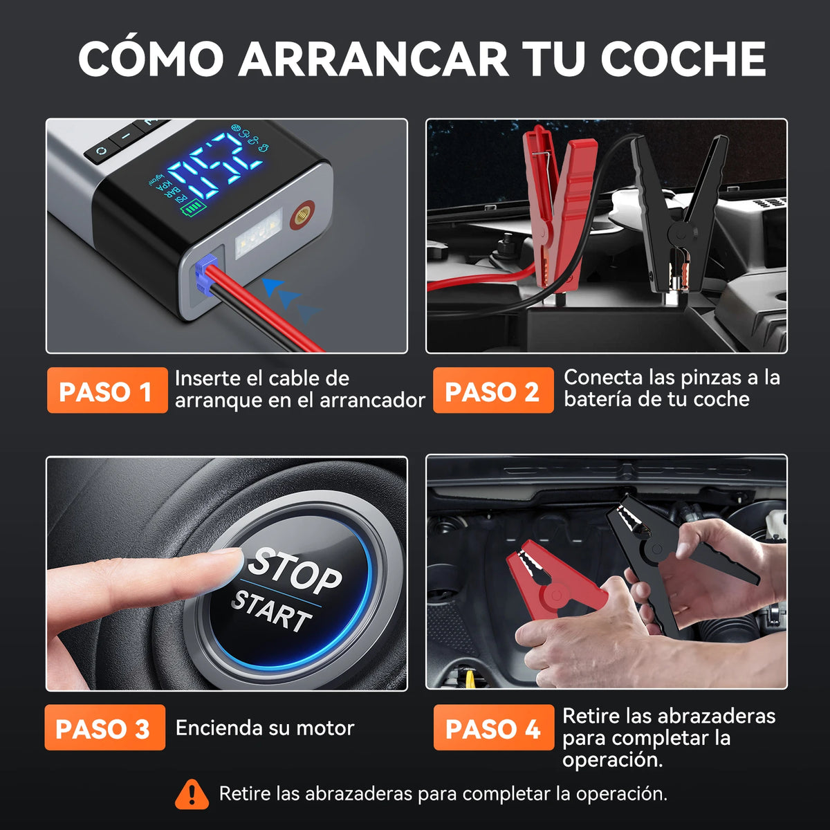 BRPOM 26800mAh Portable Car Starter with Air Compressor 180 PSI 6000A Starter 12V Car Battery Starter Box Car Battery Jumper Starter