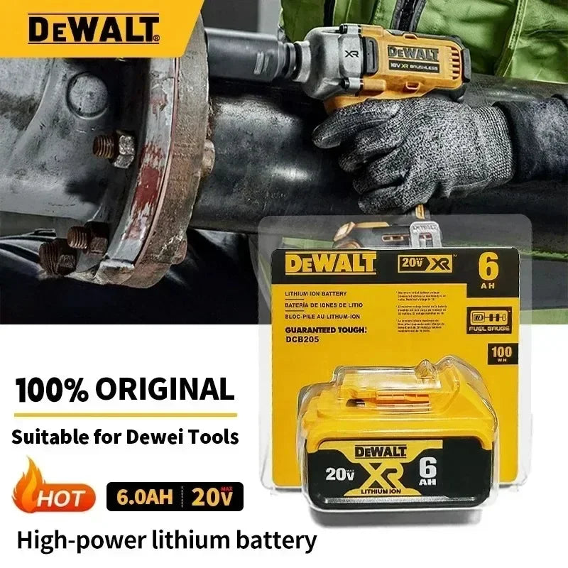 100% Original DeWalt 20V 6.0Ah Battery Power Tool Replacement for DeWalt DCB184 DCB181 DCB182 DCB200 6.0Ah 18Volt 20v Battery.