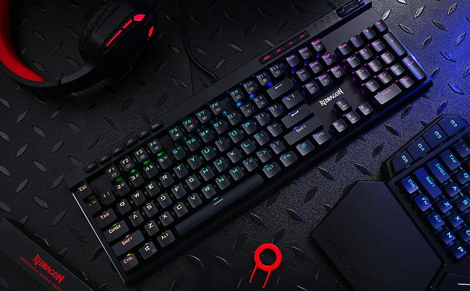 Redragon K580 VATA RGB 104 Keys LED USB Backlit Mechanical Gaming Wired Backlight Computer Keyboard Anti-ghosting with Macro Key