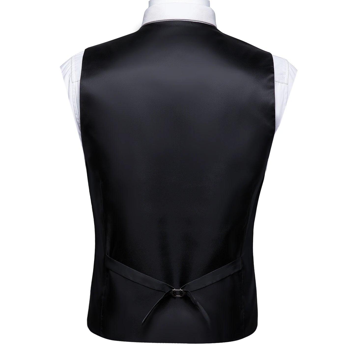 Men's Black Dress Vest Set with Tie Pocket Square Cufflinks - Jacquard Formal Tuxedo Waistcoat Suit Wedding Business Party