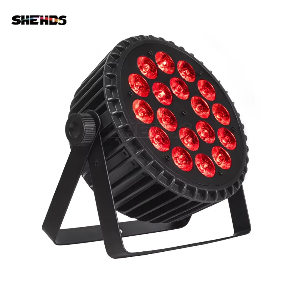 SHEHDS 4PCS Aluminum Alloy LED Flat Par 18x12W RGBW/18x18W RGBWA+UV LED Lighting DMX512 Disco Christmas Lights DJ Audience