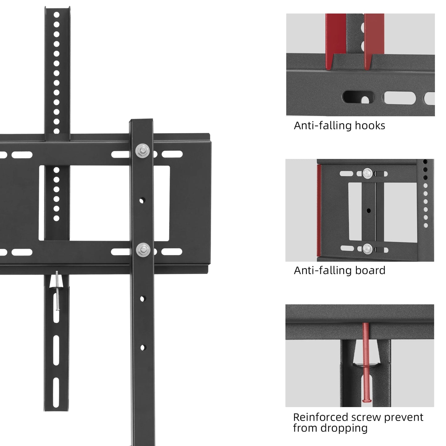 Metal Floor TV Stand Bracket Free Standing TV Mount Height Adjustable for 32-100 Inch LED LCD
