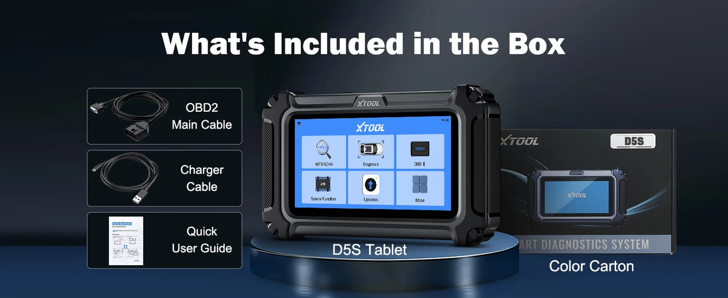 XTOOL D5S Car Diagnostic Tool 5 System Automatic OBD2 Scanner 4-IN-1 Live Data with 16+ Reset Functions with CANFD FCA Protocol Lifetime Free Update