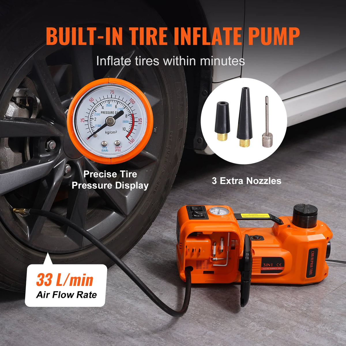 SucceBuy Electric Car Jack 5 Ton Hydraulic Jack with Electric Impact Wrench Portable Car Lift  for SUV Sedan Truck Change Tires