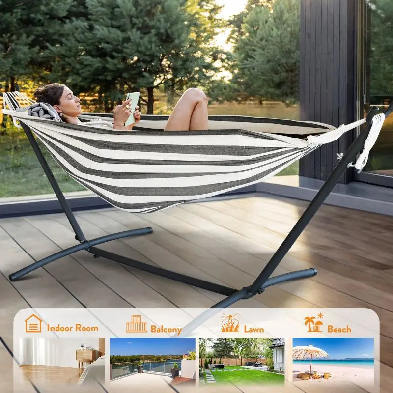 GYROOR Adjustable Outdoor Stand Hammock With Storage Bag