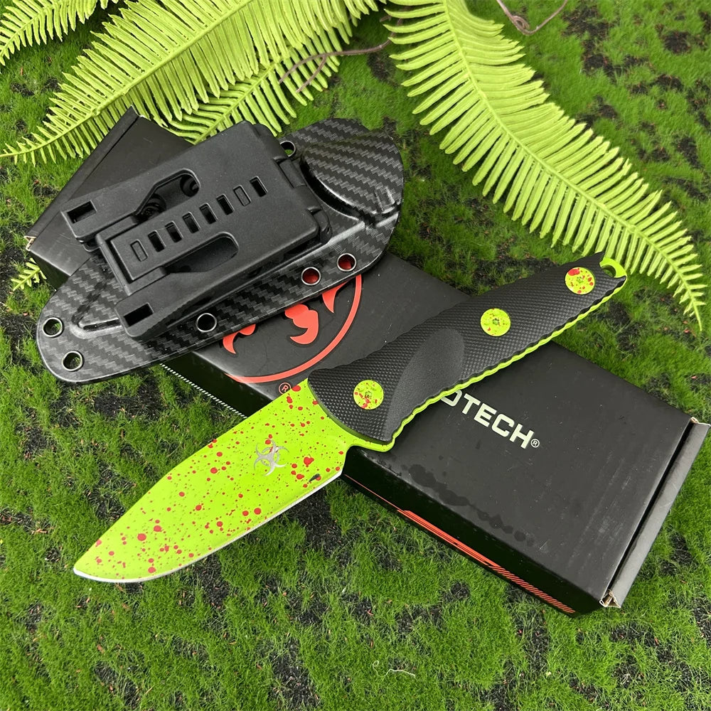 Fixed Blade Knife with 8Cr13Mov Steel Blade Nylon Fiber Handle Full-Tang with Kydex Sheath, Durable Outdoor Fishing Tool EDC