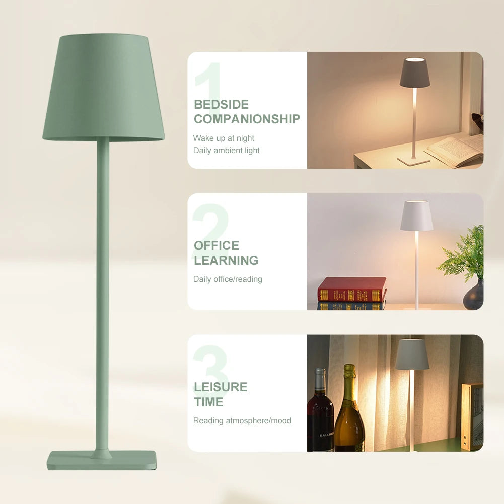 Alloet Cordless Table Lamp USB Rechargeable Dimmable Ambience Three Color