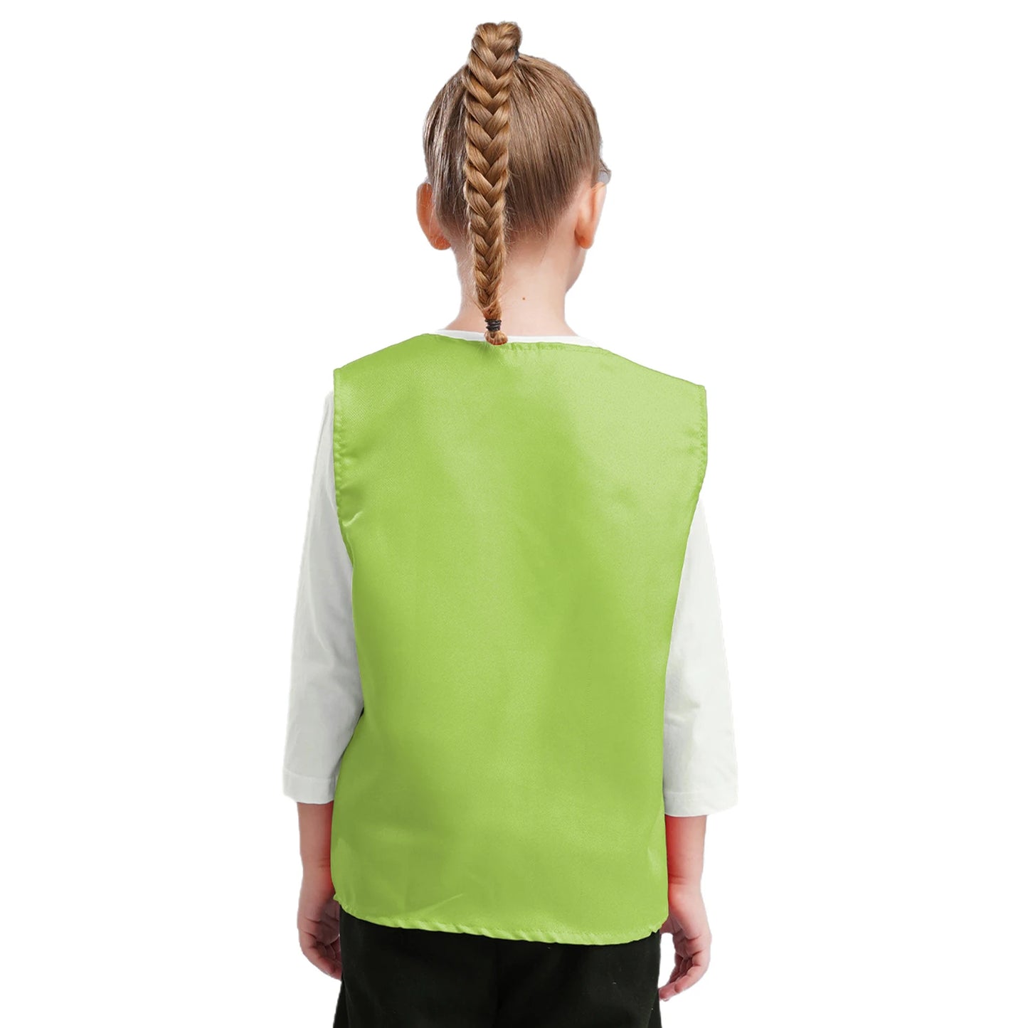 Kids Boys Girls Button Volunteer Vest Solid Color V Neck Sleeveless Waistcoat Volunteers School Camp Activities Uniform