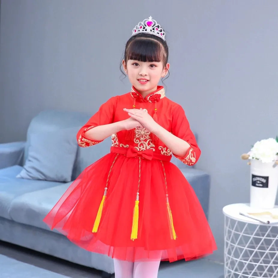 Kids Dresses for Girls Clothes Chinese New Year Dress Baby Princess Hanfu Party Cosplay Performance Costumes Children Clothing