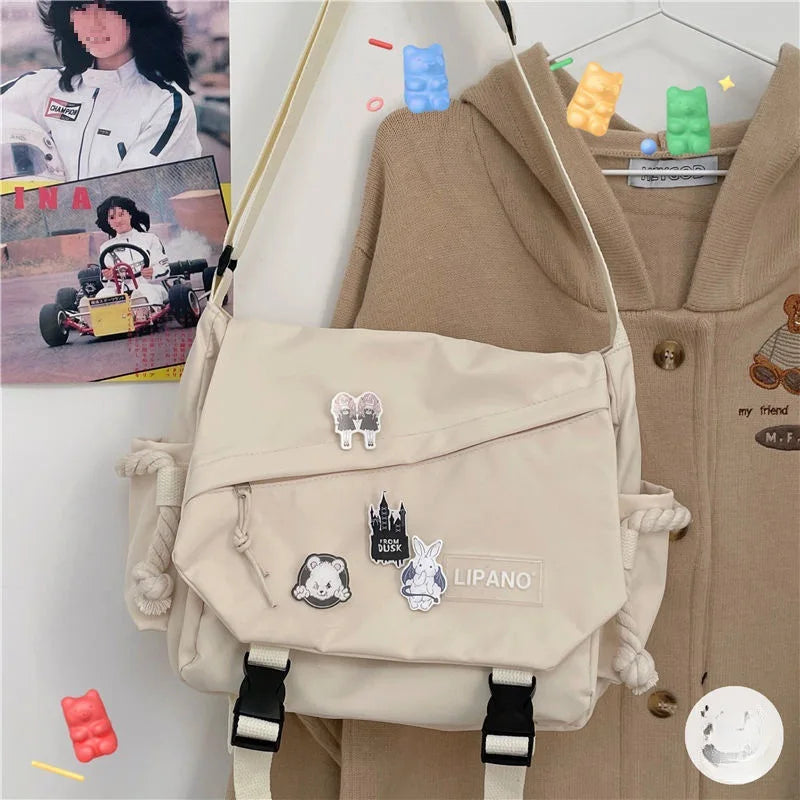 Hong Kong style bag versatile artistic Korean version street photography shoulder bag messenger bag student crossbody bag for ma