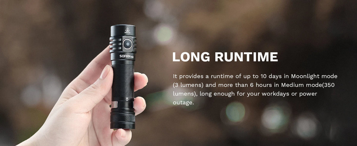 Sofirn SC18 1800lm EDC Flashlight USB C Rechargeable SST40 LED 18650 Torch TIR Optics Lens Lantern with Power Indicator
