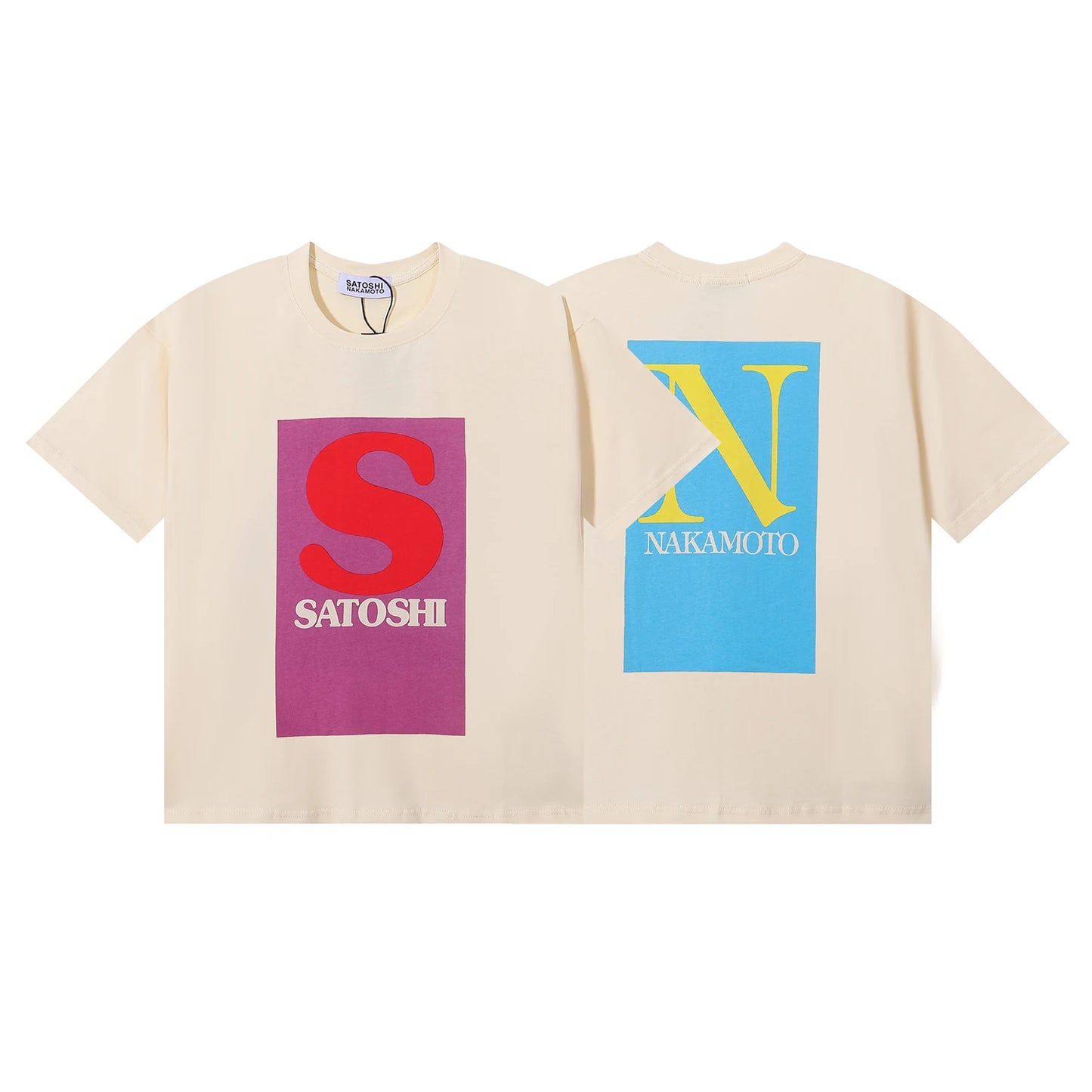 Free shipping New Satoshi Nakamoto fashion T-shirt hotfix rhinestone and Printed with Washed Oversized 100% cotton Men Women T-shirts Y2K Fashion streetwear