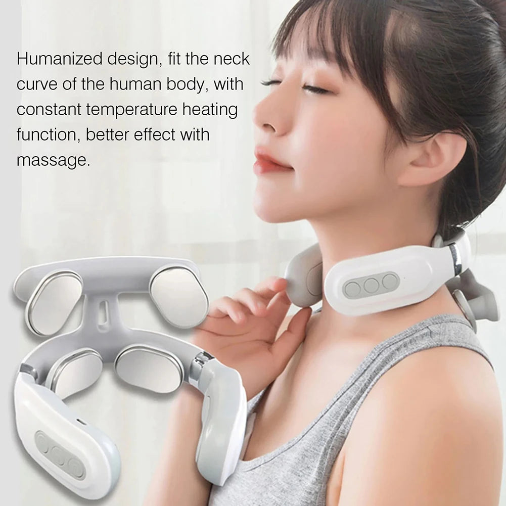 Portable 4 Heads Vibration Back Massager USB Rechargeable Electric Massage Instrument for Back Waist Muscle Relax Home Office Relaxation Tool