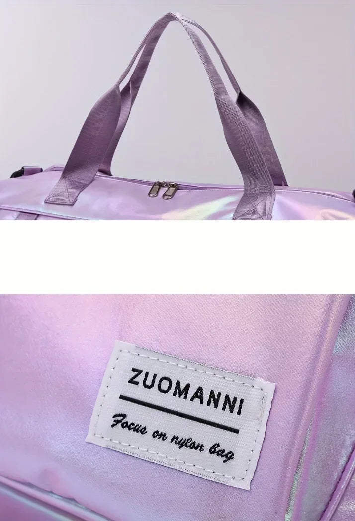 Large Capacity Women'S Nylon Travel Duffel Bag,Weekender Gym Tote with Shoe Compartment, Versatile Sports & Fitness Carry-On