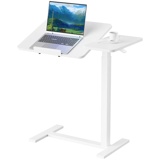 JHK Overbed Bedside Flip Lap Desk with Wheels and Tilt Top Adjustable Height Home Use Bed Table Mobile Standing Desk For Bedroom