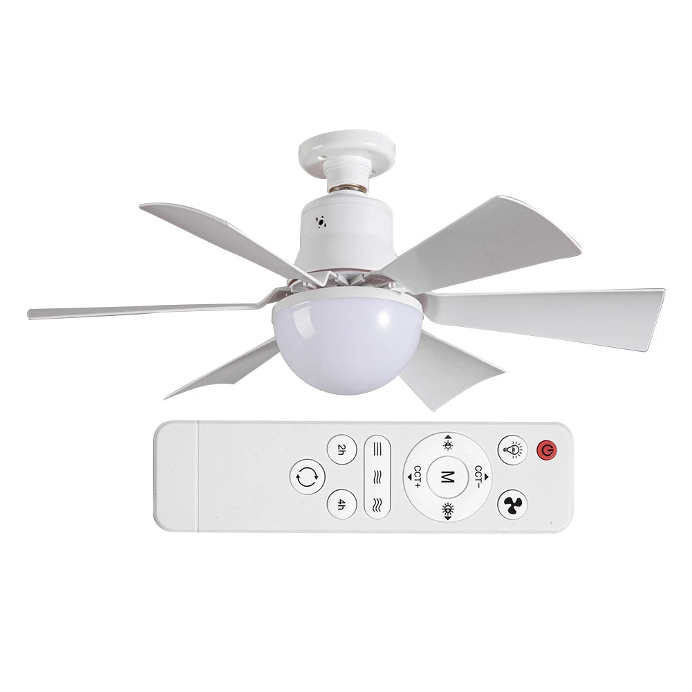 Ceiling Fan Light with Remote 3 Gear Wind Speed Socket Ceiling Fan Dimmable Light Bulb Fan for Living Room Bedroom