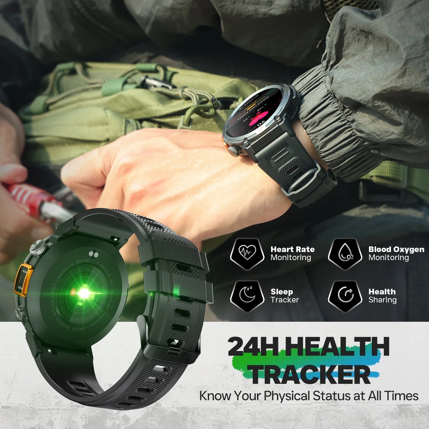 EIGIIS KE3 2025 New Bluetooth Call Smartwatch for Men Full Touch Screen with Health Monitor Heart Rate Flashlight Smart Watch