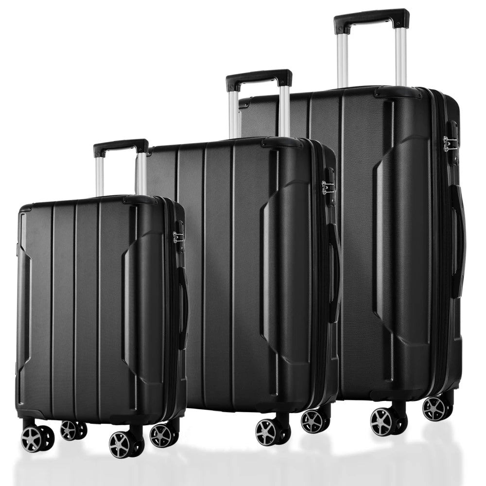 Luggage Set 3 Pcs Hardshell Suitcases, TSA Lock, Lightweight Travel Luggage 20" Carry on 24" 28" Checked for Family Trips