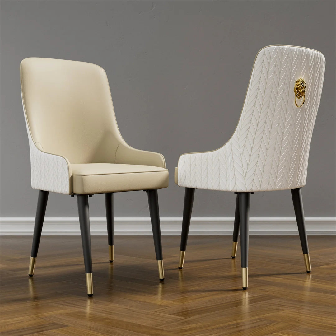 LUVODI Dining Chairs Set of 2 Luxury Microfiber Leather Leisure Chair with Lion Knocker Kitchen Table Chairs for Restaurant