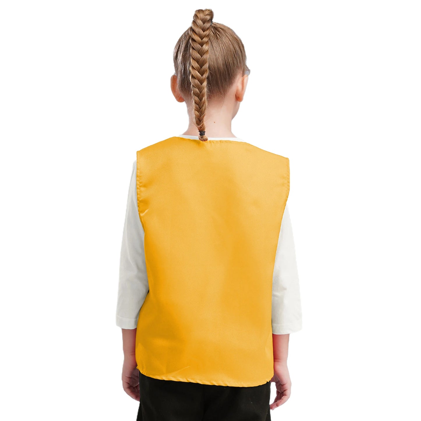 Kids Boys Girls Button Volunteer Vest Solid Color V Neck Sleeveless Waistcoat Volunteers School Camp Activities Uniform