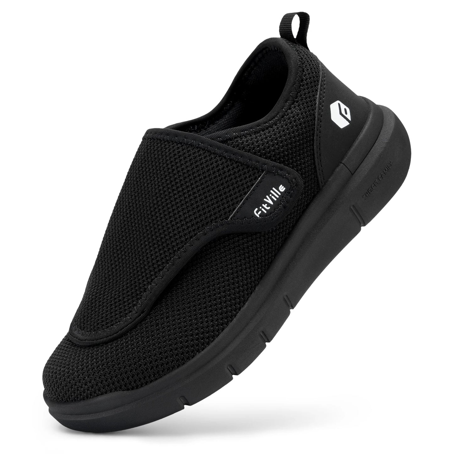 FitVille Extra Wide Men's Diabetic Shoes for Elder Orthopedics Feet Swollen Adjustable Walking Shoe Elderly Foot Pain Relief