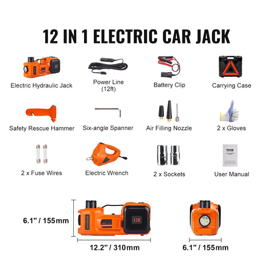 SucceBuy Electric Car Jack 5 Ton Hydraulic Jack with Electric Impact Wrench Portable Car Lift  for SUV Sedan Truck Change Tires