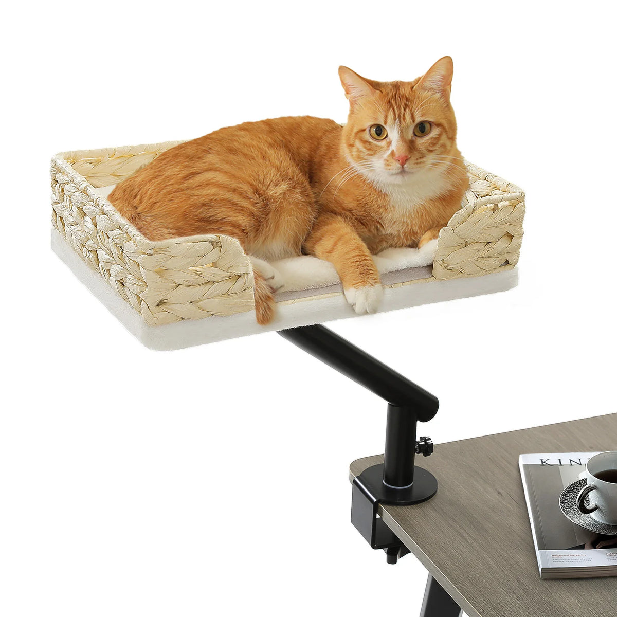 PAWZ Road Adjustable Cat Desk Bed With Plush Hammock