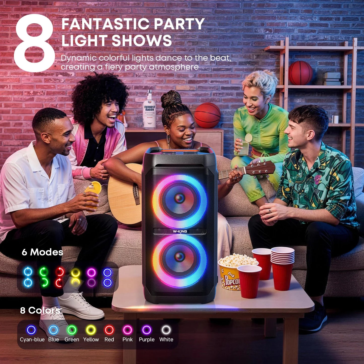 W-KING T11 Bluetooth Speakers,100W RMS, IPX6 Waterproof, BT 5.3 Portable Party Boombox Wireless Deep Bass/115dB Loud Massive Sound