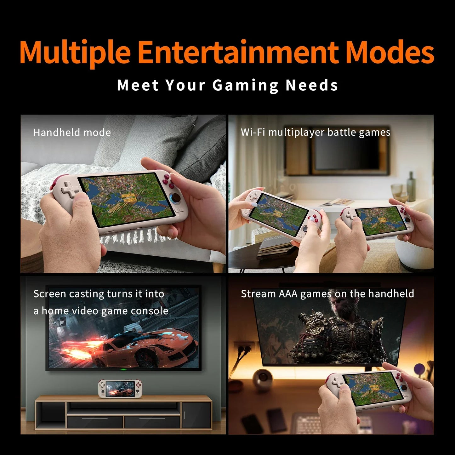 Ampown MANGMI AIR X Handheld Game Console Snapdragon 662 5.5'' Touchscreen Android 14 Active Cooling Fan 15W Fast Charging RGB