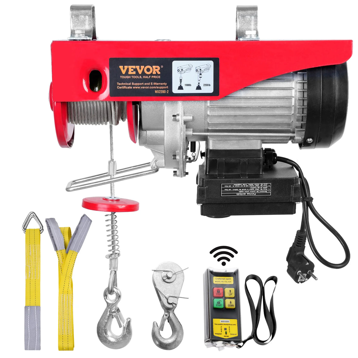 SucceBuy 400-1000kg Electric Hoist Lifting Crane Cable Hoist Winch for Boat Car Garage Elevator with Wired Remote Control Lifter
