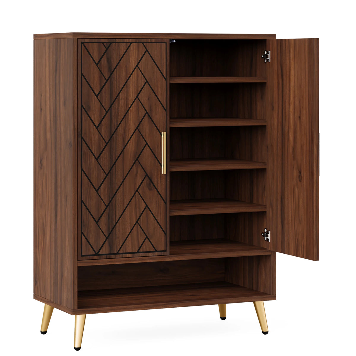 Tribesigns 6 Tier Wooden Shoe Cabinet With Adjustable Shelves