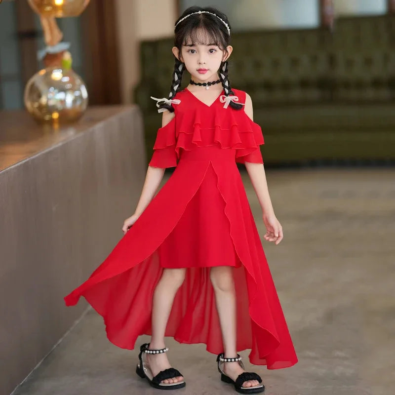 Fashion Chiffon Boho Girls Dresses Bohemian Beach Kids Clothing Vestido Girl Outfit Robe Fille Casual Maxi Children Dress Summer