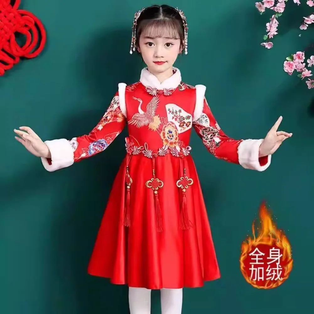Kids Dresses for Girls Clothes Chinese New Year Dress Baby Princess Hanfu Party Cosplay Performance Costumes Children Clothing