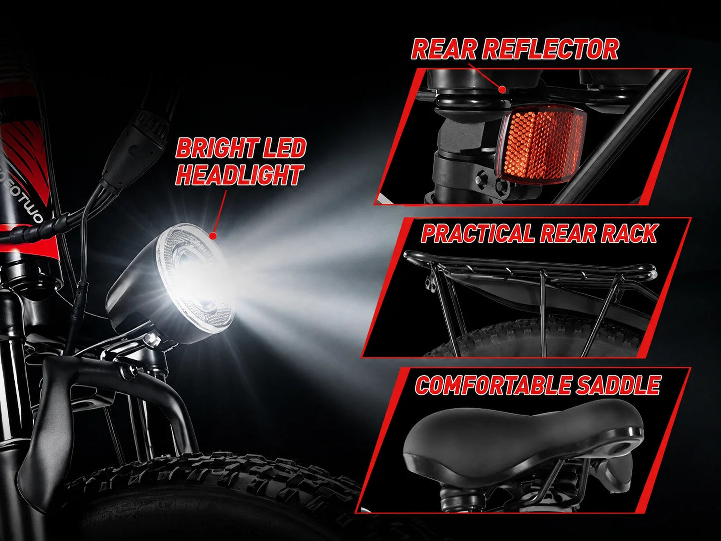 EOEOTWO 26" Fat Tire Electric Bike for Adults, 1000W Motor 1500W Peak, 48V 15Ah Battery, 34 MPH Max Speed, Up to 60 Miles Long Range