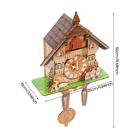 Vintage Wooden Wall Clock Bird Chime Nordic Decorative Analog Timepiece