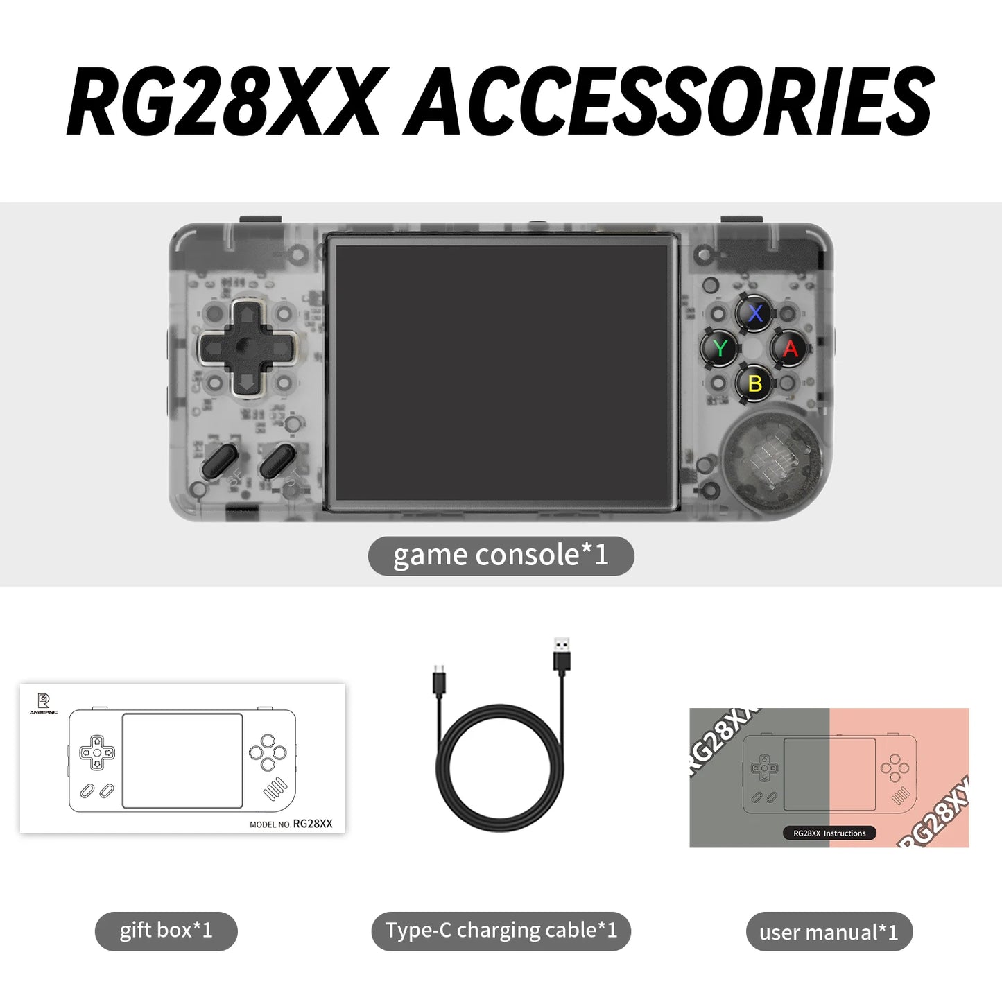 ANBERNIC RG28XX Handheld Game Console 2.83'' IPS Screen Video Output Portable Video Player Ebook Reader Player Gifts Mini