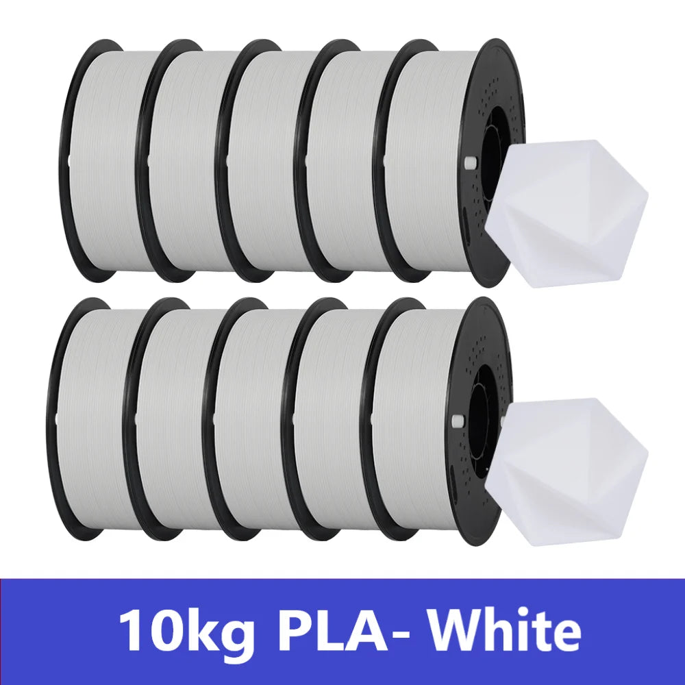KINGROON 10KG PLA/PETG Filament 1.75mm Black White Gray 3D Printer Filament No Bubbles Plastic 10 Rolls Wholesale