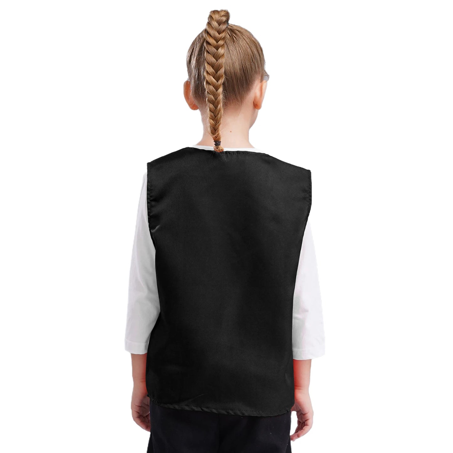 Kids Boys Girls Button Volunteer Vest Solid Color V Neck Sleeveless Waistcoat Volunteers School Camp Activities Uniform