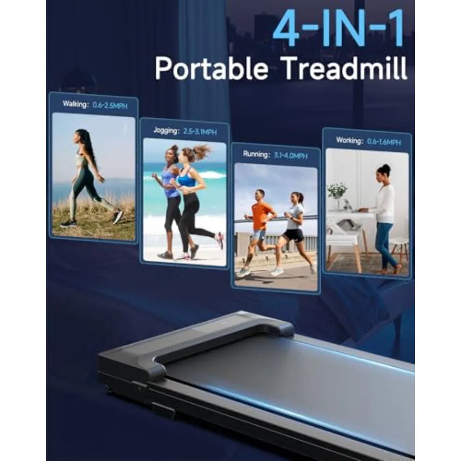 Walking Pad Treadmill for Home Office Use Portable Mini Compact Under Desk Treadmill in Black Lightweight Slim Design with Adju