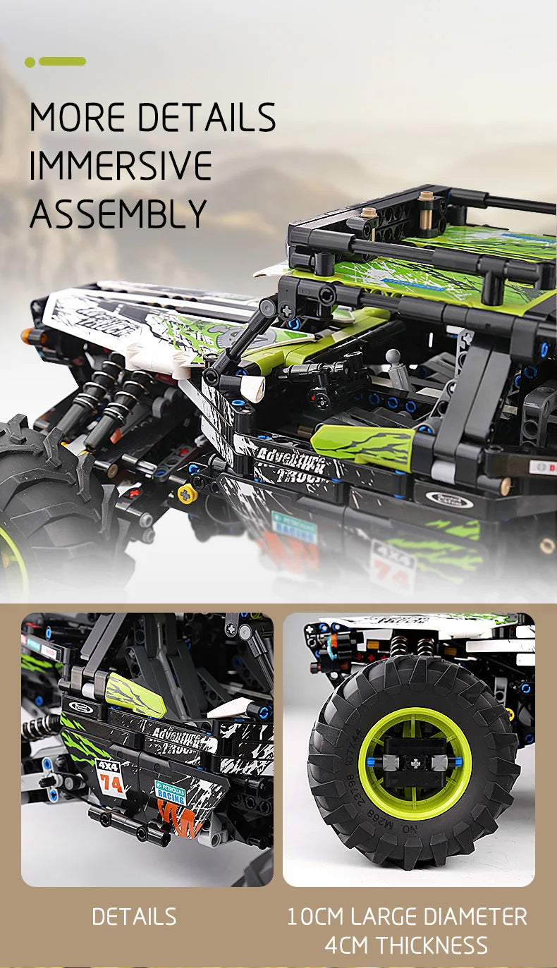 Mould King 18002 Technical Car Toys The MOC-19517 4WD RC Buggy Building Block Assembly Car Model Brick Set Kids Christmas Gift