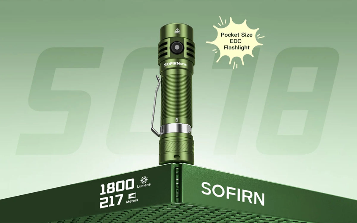 Sofirn SC18 1800lm EDC Flashlight USB C Rechargeable SST40 LED 18650 Torch TIR Optics Lens Lantern with Power Indicator