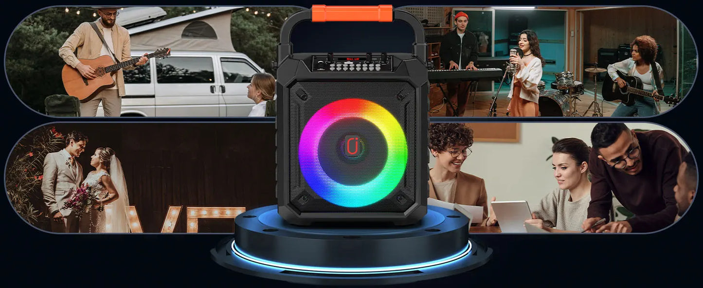 T17-T Wireless Bluetooth Speaker, Karaoke Machine with 2 Microphone, Home Karaoke System with LED Party Light