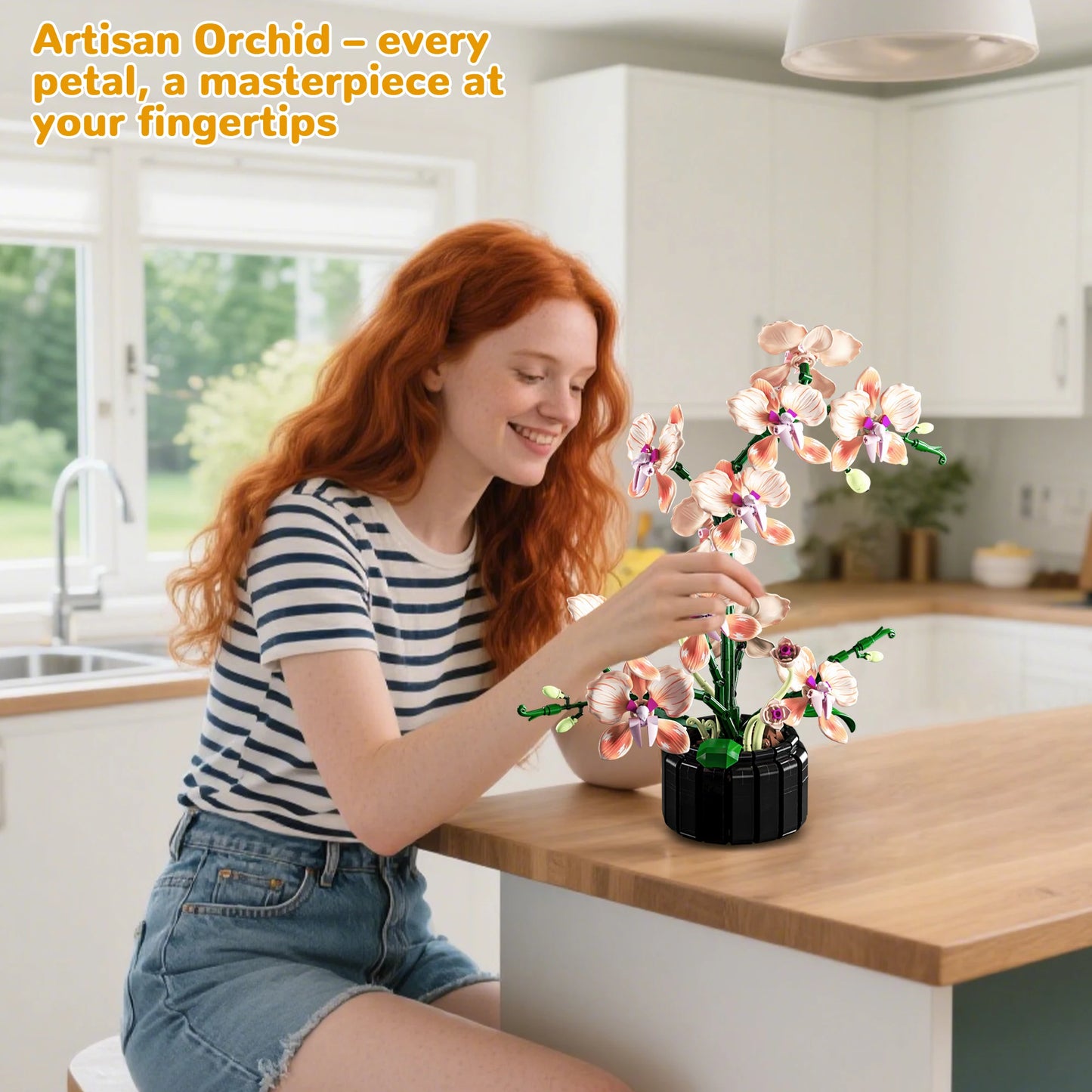 866 PCS Creative Bouquet Orchid Flowers Building Blocks  Romantic Home Decoration Bricks Toys  Valentine's Day Gift 10311