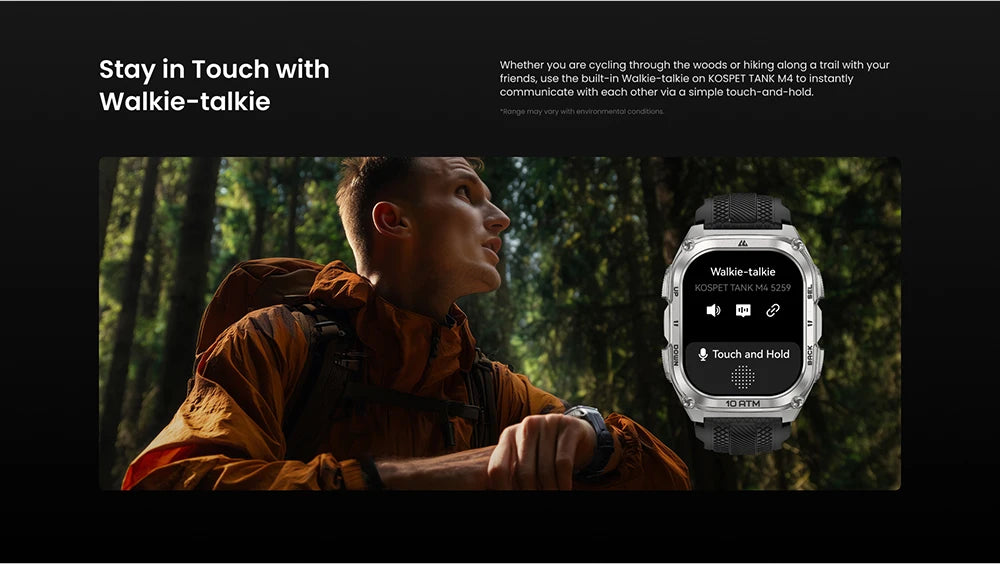 KOSPET Tank M4 Smart Watch Stainless Steel 6-Sat GPS Offline Maps 10ATM Waterproof 45M Dive 24/7 Health Monitor for Android iOS